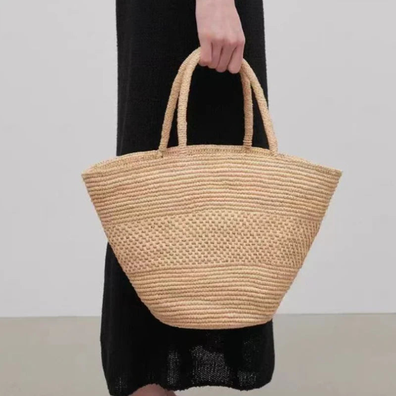 Fashion Beach Natural Raffia Straw Bags Large Shoulder Handbag Lady Purse Tote Hand Bag